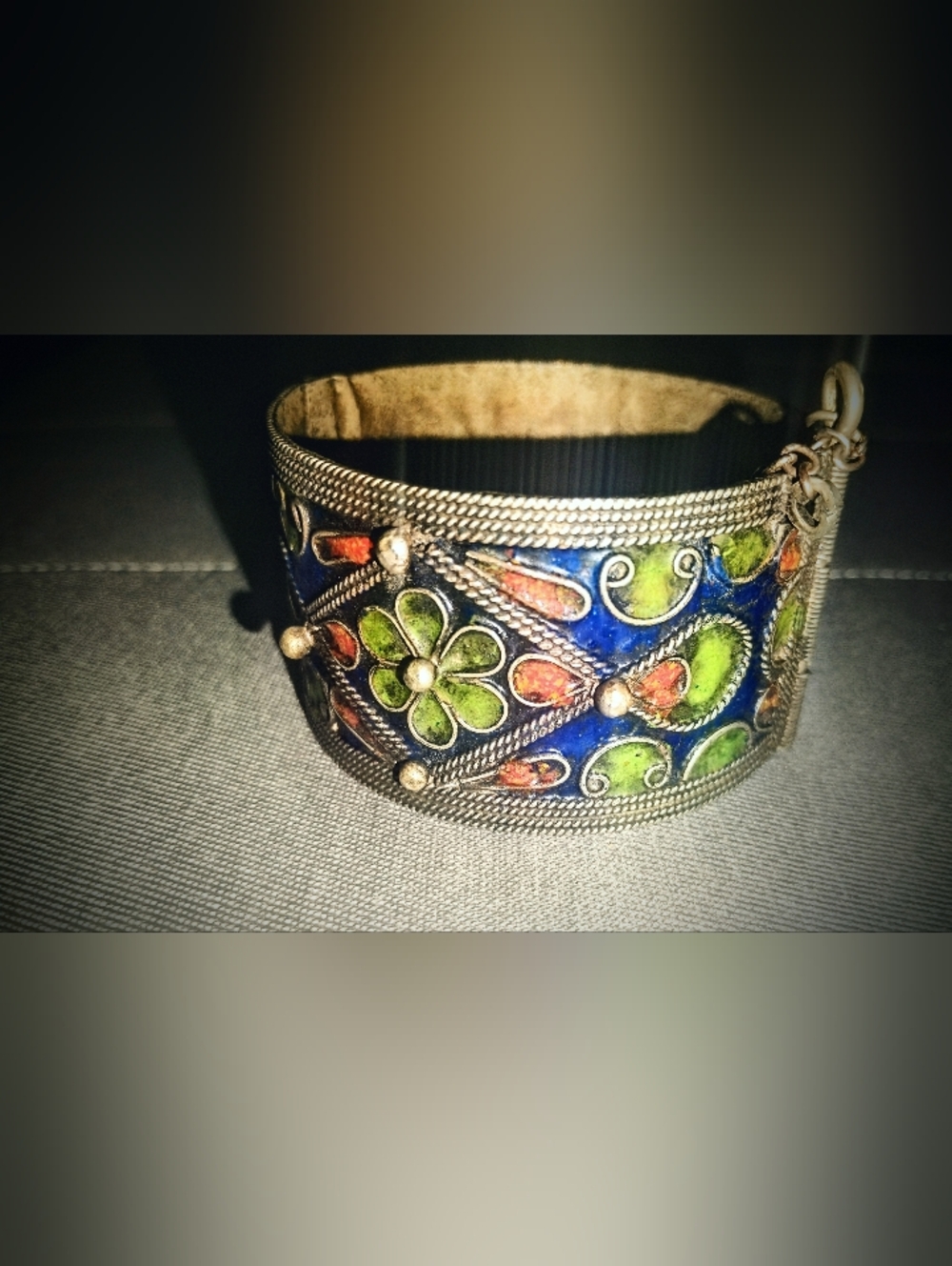 Vintage Moroccan Enamel Cuff Bracelet
